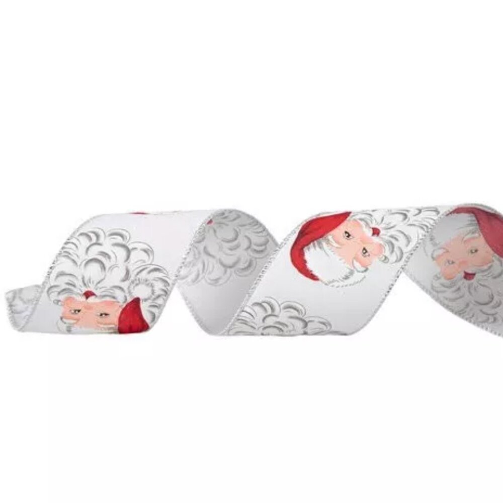 Santa Claus Christmas Wired Edge Ribbon - 2 1/2" Holiday Craft Supplies